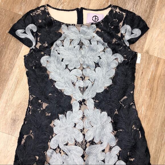 JS Collections Soutache Lace Navy Cocktail Dress 6 NWOT - Picture 3 of 11